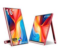 Écran portable 16 pouces pour ordinateur portable, écran externe 1920 x 1200p FHD IPS 16:10,100 % sRGB, USB-C/Mini HDMI - rouge