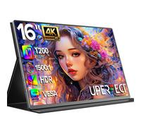 Écran portable UPERFECT UColor T6 16" 4K UHD 1200 nits 16:10 100 % sRGB IPS FreeSync HDR avec USB-C HDMI pour PC, téléphone, Mac, PS4, PS5, Switch