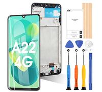 Écran pour Samsung Galaxy A22 4G A225F A225M LCD Display Touch Digitizer Remplacement Assemblée avec Outils(Noir avec cadre, Non pour A22 5G A226)