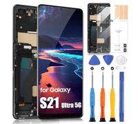 Écran pour Samsung Galaxy S21 Ultra 5G LCD Ecran SM-G998B SM-G998U SM-G998W Écran Tactile Digitizer Assembly + Réparation Kit (Noir avec Cadre, Not Support Empreintes Digitales, TFT)