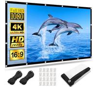 Ecran Projecteur 120 Pouces,HOPFROG Ecran de Projection Avant et Arriere Toile Projecteur Mur 4k 16: 9 HD Anti-Plis Rideau Projecteur Portable Toile Videoprojecteur Manuel pour Exterieur Home Cinéma