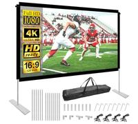 Ecran Projecteur sur Pied 120 Pouces, HOPFROG Ecran Videoprojecteur Devant et Derrière 16:9 4K Full HD Anti-Plis Portable, Anti Lumiere Lavable avec Sac de Transport pour Exterieur L'intérieur