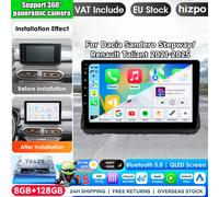 Écran QLED pour voiture Android 15 pour Dacia Sandero Stepway-Renault Taliant 2021-2025, autoradio avec navigation GPS, WIFI+4G, CarPlay, lecteur vidéo stéréo, caméra 360, autoradio 2Din, système P2CP
