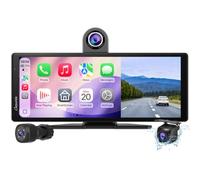 Écran sans Fil CARPURIDE W903S2 9,3 Pouces HD Compatible CarPlay et Android Auto, Avant 4K + Arrière Filaire 1080p + Caméra Infrarouge, avec Enregistrement, BT, Commande Vocale, et Carte TF 64 Go