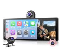 Écran sans Fil CARPURIDE W903S3 9,3 Pouces HD Compatible CarPlay et Android Auto, Avant 4K + Arrière Filaire 1080p + Caméra Infrarouge, avec Enregistrement, BT, Commande Vocale, et Carte TF 64 Go