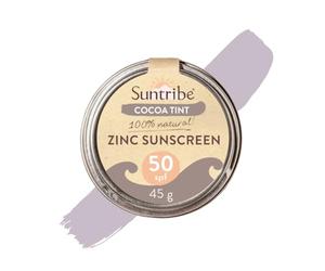 Écran Solaire Zinc Naturel Minéral Sport SPF 50 Suntribe - 45 g, Bio+Biodégradable, 100% Naturelle - Sans Danger Pour Les Récifs, Oxyde de Zinc Non Nano, Trés Résistante à l'Eau, Surf - Teinté