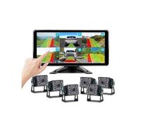 Écran tactile 10,36 pouces, alarme BSD, 6 canaux, DVR, 6 caméras de recul avant et arrière AHD 1080P, détection infrarouge AI, pour caravane et camping-car(256G)