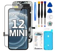 Écran tactile 3D de rechange pour iPhone 12 Mini écran LCD de 5,4" avec kit d'outils de réparation, tapis de vis magnétique, protecteur d'écran, joint étanche pour A2398, A2399, A2400