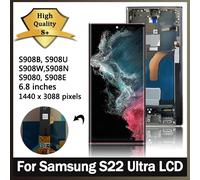 Écran tactile AMOLED avec châssis, 6.67 pouces, pour Samsung S22 Ultra S908B/DS S908N S908U S908E Global Green Frame