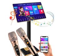 Écran tactile capacitif karaoké, équipé d'un microphone sans fil, contrôle par application, fonction amplificateur de puissance, prend en charge plusieurs langues