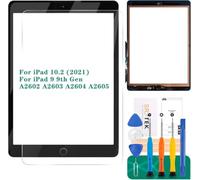 Écran tactile de rechange pour iPad 9ème génération A2602 - Écran de remplacement pour iPad 10.2 2021 Digitizer A2603 A2604 A2605 - Panneau de capteur en verre (avec bouton d'accueil) (noir)