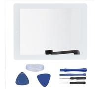 Écran tactile en verre numériseur pour iPad 4 - Kit de remplacement - Panneau avant avec bouton d'accueil, support de caméra et adhésif