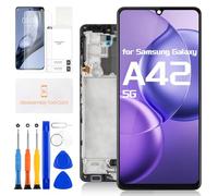 Écran tactile OLED de rechange pour Samsung Galaxy A42 5G, écran LCD pour A426 A426U A426V SM-A426B SM-A426B avec kits de réparation (noir avec cadre) (prise en charge des empreintes digitales)