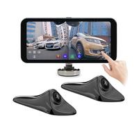 Écran Tactile partagé pour Voiture de 6.25 Pouces, avec caméra de Vue latérale numérique AHD 1080P, système d'alarme pour Angles Morts Caméras De Recul(Le Noir)