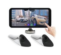 Écran Tactile partagé pour Voiture de 6.25 Pouces, avec caméra de Vue latérale numérique AHD 1080P, système d'alarme pour Angles Morts Caméras De Recul(Argent)