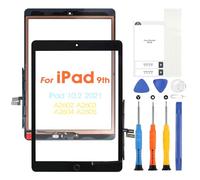 Écran Tactile pour iPad 9 2021 Touch Screen pour iPad 9th Gén A2602 A2603 A2604 A2605 10,2 Pouces Remplacement Écran Digitalizer avec Réparation (Noir, avec Home Bouton)