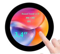 Écran tactile rond HDMI 3,4" pour Raspberry Pi 5/4B/3B+/3 2B/B Zero/Zero W/WH/Zero 2W, résolution 800 × 800, écran IPS tactile capacitif 10 points, compatible avec Jetson Nano/Mini PC, sans
