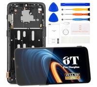 Écran TFT pour OnePlus 6T - Écran LCD de rechange A6010 A6013 - Kit de pièces de rechange avec cadre (noir, sans empreintes digitales)