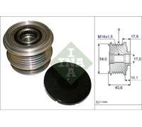 INA Poulie débrayable d'alternateur 1379701 30667682 30659131 Compatible avec FORD S-Max Mk1 WA6 Mondeo Mk4 Break BA7 Mondeo Mk4 5 portes BA7 Mondeo Mk4 Berline BA7 Mondeo Mk5 Berline CD, VOLVO