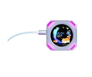 Écran USB 2,1" refroidi à l'eau - Affichage secondaire dynamique visuel pour PC, écran modifiable de type C - Pas de HD-MI nécessaire (blanc)