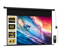 HOMCOM Écran vidéoprojecteur 100 Pouces, 16:9 4K HD écran de Projection motorisé et électrique, écran de Projection TV et Home cinéma, Montage Mural ou Plafond, Panneau de Commande et télécommande