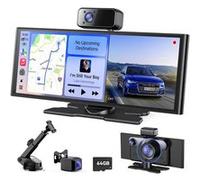 Écran Voiture sans Fil 10,26'' 60FPS Compatible Apple CarPlay & Android Auto - Caméra Embarquée 3 Canaux, GPS Navigation OTA, Commande Vocale, Bluetooth, AUX, FM, Wi-FI, Écran Tactile Stéréo Portable
