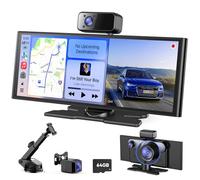 Écran Voiture sans Fil 10,26'' 60FPS Compatible Apple CarPlay & Android Auto - Caméra Embarquée 3 Canaux, GPS Navigation OTA, Commande Vocale, Bluetooth, AUX, FM, Wi-FI, Écran Tactile Stéréo Portable