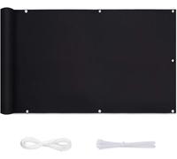 Écrans De Protection D’intimité De Balcon 0,8 X 7 M Clôture De Jardin Protection Solaire, Imperméable avec Corde Et œillets en Aluminium pour Porche Patio Piscine Arr, Black, 1.1x4m