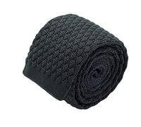 Ecravate - Cravate tricot homme. Noir grosse maille uni