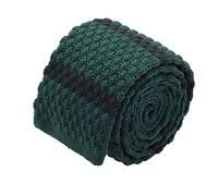 Ecravate - Cravate tricot homme. Vert à rayures marine. Grosse maille