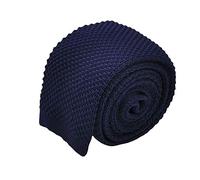 Ecravate - Cravate tricot pour homme. Bleu Marine. Slim et bout carré.
