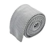 Ecravate - Cravate tricot pour homme. Gris Argent. Slim et bout carré.