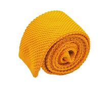 Ecravate - Cravate tricot pour homme. Jaune Safran uni. Slim et bout carré.