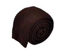 Ecravate - Cravate tricot pour homme. Marron foncé uni. Slim et bout carré.