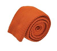 Ecravate - Cravate tricot pour homme. Orange uni. Slim et bout carré.