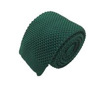 Ecravate - Cravate tricot pour homme. Vert bouteille uni. Slim et bout carré.