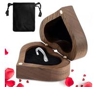 Écrin à bague, Boîte à bagues en bois de noyer, Boîte à bagues en forme de cœur, avec Intérieur en velours, rangement des bijoux pour Mariage, Proposition, Fiançailles, Anniversaire(6*5.5*3.3cm)