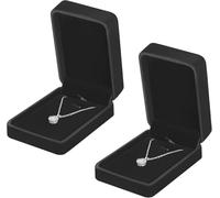 Écrin à bijoux en velours Lot de 2 boîtes cadeaux pour collier pendentif Intérieur doux rembourré, protection anti-rayures Format compact 10x7.5x3.5 cm pour proposition, anniversaire, Saint-Valentin