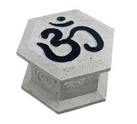 Écrin à bijoux hexagonal en bois motif Ôm (Aum) 9cm Noir