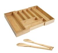 Écrin à couvert + couverts à salade HWC-B20, rangement de tiroir, boîte à couvert, cuisine, bambou