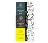 Écrin de Fleur - Coffret Cadeau Savons Bio Homme, Artisanaux Français Faits Main, Certifiés COSMOS & Nature et Progrès, Cèdre, Citron Vert, Charbon, 3x90g