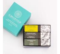 Écrin de Fleur - Coffret de 3 savons artisanaux bio certifiés pour hommes : Cèdre & Citron vert, Poivre noir & Cèdre, Charbon actif - 3 x 90g