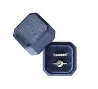 Écrin octogonal carré pour bague de mariage, bague de fiançailles, boîte souvenir, boîte cadeau pour photo de mariage (bleu vintage)
