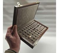 Écrin pour gemmes et Pierres précieuses 50 Compartiments, Bois et Velours, Fait Main en Italie - Coffret de Rangement pour Collection de minéraux