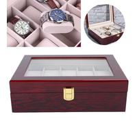 Ecrin - QIILU - Boîte de montre en bois - 10 grilles - Rouge - Chic