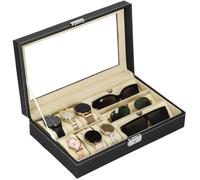 Ecrin - SPRINGOS - Noir - 6 compartiments montres - 3 compartiments lunettes - Chic