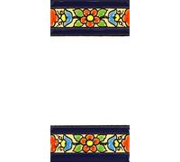 Écriteaux avec numéros et lettres. Carreaux de céramique polychromée, peints à la main dans technique corde sèche (cuerda seca) pour plaques avec numéros, noms, directions et signalisation. Texte personnalisable. Dessin FLORES MEDIANO 10,9 cm x 5,4 cm. (ESPACE "BLANC")