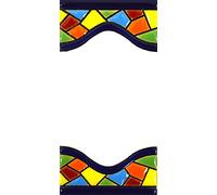 Écriteaux avec numéros et lettres. Carreaux de céramique polychromée, peints à la main dans technique corde sèche (cuerda seca) pour plaques avec numéros, noms, directions et signalisation. Un texte personnalisable. Dessin MOSAICO MEDIANO 10,9 cm x 5,4 cm. (ESPACE "BLANC")