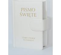 Écriture Ancien et Nouveau Testament B5 en simili-cuir blanc avec fermeture aimantée