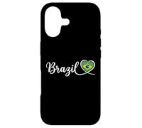 Écriture Cursive du Brésil avec cœur Drapeau National Coque pour iPhone 17